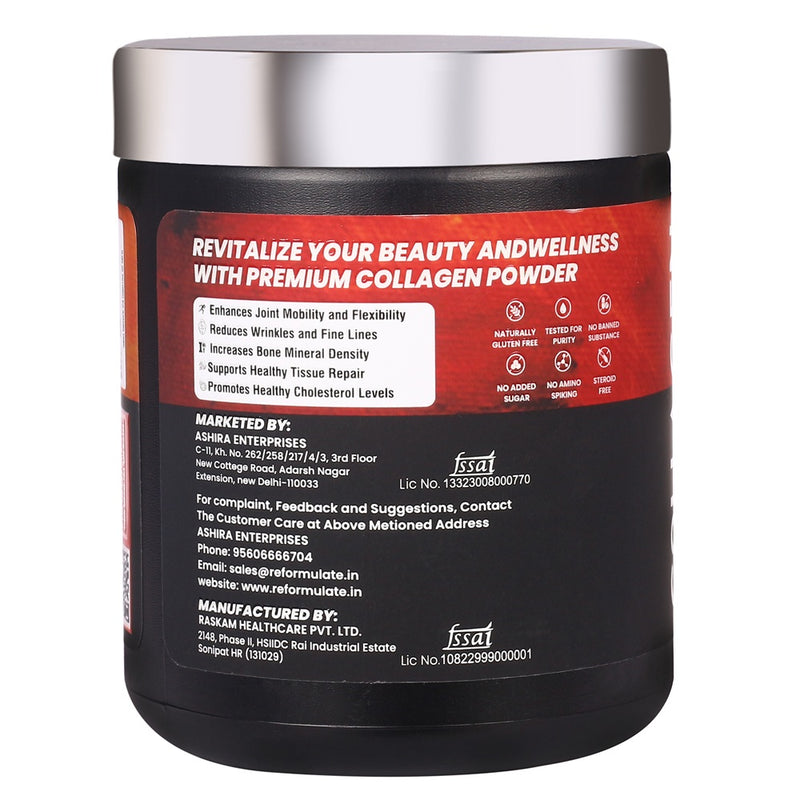 Reformulate I Colla Gen Powder Peptides With Hadjod & Vitamin D3 I Joint Health I Boosts Muscle Strength I Beautifies Skin & Hair I Orange I 300 GM