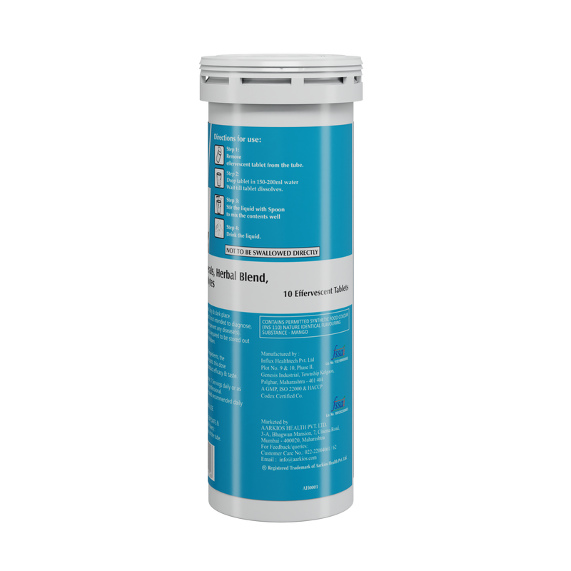 HealthAid I Vegan B Complex with Multivitamins I Minerals I Herbal Blend I Poluphenols I Electrolytes I Mango Flavour I 10 Effervescent Tablets