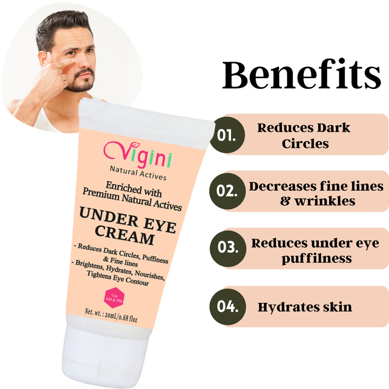 Vigini Natural Under Eye Dark Circles Anti Wrinkles & Puffiness Gel Cream - 20 ml