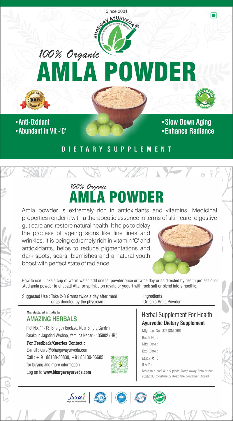 Dr.Bhargav's Amla Powder 100 gms & Bhunimbadi+Syrup 500 ml with Mulethi Powder 100 gms