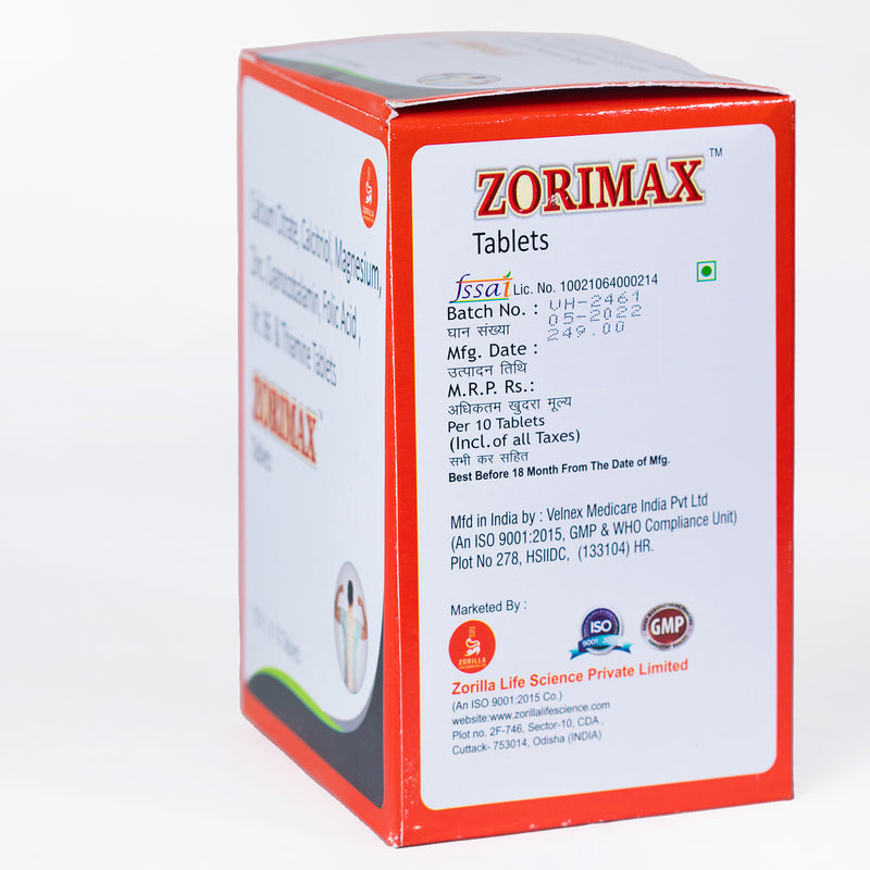 Zorimax Calcium Citrate Folic Acid 10 Tablets