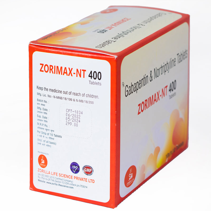 Zorimax NT 400 I Gabapentin I 10 Tablets