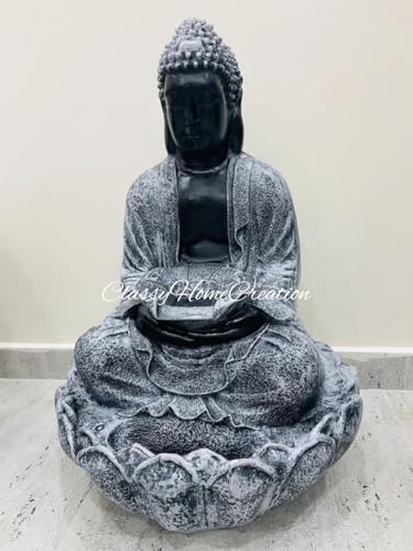 Classy Home Creation Garden Fountain with LED Light, Buddha Statue, Decorative Water Feature, Buddha Kamal fountain3 feet | Home Decor Fountain| Water Fountain for Office 3 feet Fiber (Unbreakable)