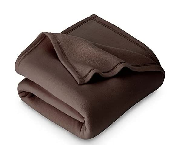 Wavva® Plain and Printed Fleece 2 Single Bed Blankets-Orange,Brown (Set of 2)