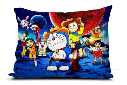 TURIYA 250 TC Digital Printed Cartoon Pillow for Kids; Fiber Filled; Velvet Material; for Kids up to 5 Years Old; (Design 14)