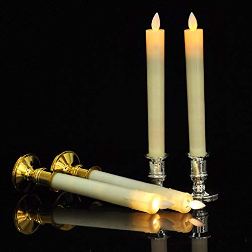 CALANDIS 2pcs Warm LED Candle Romantic Swing Flame Real Candles Home Wedding Gold A