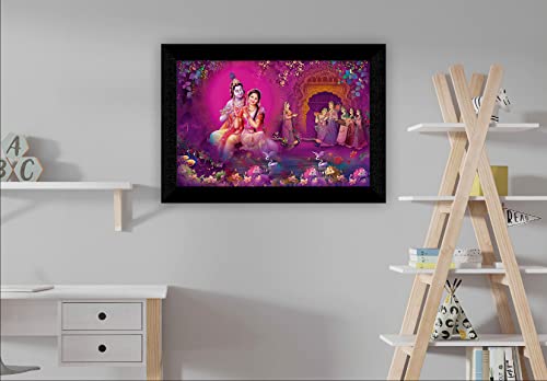 SAF Pack of 1 Radha krishna religious modern art wall painting with framed for living room 11 inch x 14 inch CANFM31260