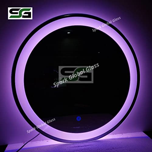 Spark Glass Round LED Sensor Mirror. (LedColour: White, Warm White, & Mix Light) - (Size:18x18 Inch)