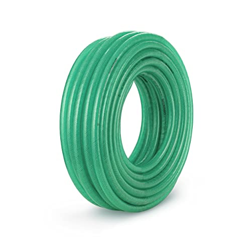 Garbnoire 10 Meter 0.5 inch PVC Heavy Duty Braided Green Garden Pipe | Lightweight, durable & flexible garden hose with garden accessories like hose connector, clamps & water gun (10 M (32.8 Feet))