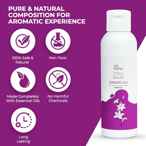 AIR-ROMA Pure, Natural and Undiluted Aroma Diffuser Oil (100ml, Ginger Lily) Home Fragrance, Aromatherapy, Helps in Concentration & Meditation