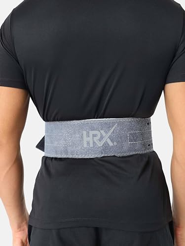 HRX Gym Belt for Weightlifting Workouts Deadlifts Powerlifts | Back Support for Exercise (HRGB01SLGRXL_Grey_XL)