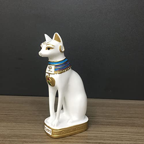 Artgenius Egypt Bastet Cat Statue Egyptian Kitty Godness Collective Figure Sculpture (White, 5.1IN)