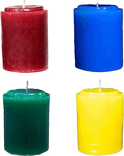 The Decor Affair Celestial Aura Dance - Pack of 4 Extraordinary Multihued Candles, Infusing Your Home with a Harmonious Luster and Eternal Splendor.