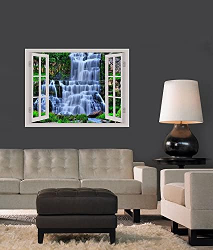 DreamKraft Natural Water Fall Window Illution Wall Sticker (PVC Vinyl, 61Cm X 46 Cm) _PCWI41