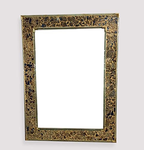 Cheval Glass Beveled Rectangle Shaped Designer Mirror with Water Resistant Synthetic Fiber Wood Made - (18 X 24 Inches, Gold)