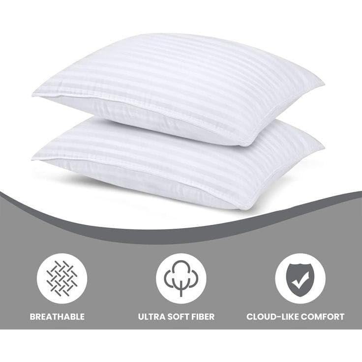 Fillaxy Standard Size Premium Bed Pillows - Pack of 2, Superior White Cotton Polyester Fabric Pillows for Back, Side, and Stomach Sleepers (17x27)