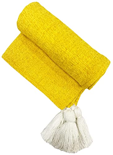 Fashion Throw Chenille Sofa Throw, Throws For Sofa And Couch, Sofa Throws For 3 Seater (Size : 70X55 Inch) (Yellow White)