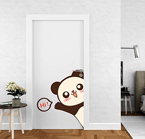 Divine Designs™ PVC Vinyl Self-Adhesive Hi Panda Door Sticker for Living Room, Bedroom, Office Wall Decoration (18 X 22 INCH) Pack 1