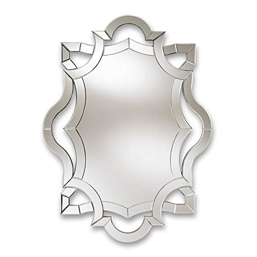 Venetian Silver Accent Modern Cut Glass Beveled Designer Mirror for Home Décor, Foyer, Hallway |24x36 Inches | by Venetian Image