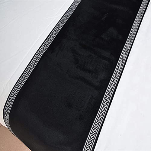 QFWMCW Velvet Bed Runner Scarf Solid Black Red Bed Spread Cover Home Hotel Decoration Bed Runners No Fading King Size