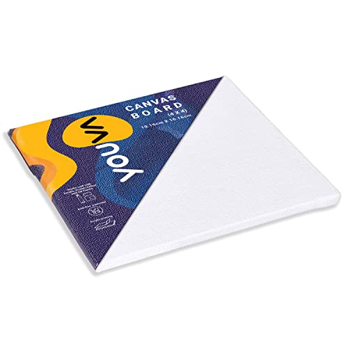 Navneet Youva |Cotton White Blank Canvas Boards for Painting, Acrylic Paint, Oil Paint Dry & Wet Art Media |4" x 4" |Pack of 6 (23882)