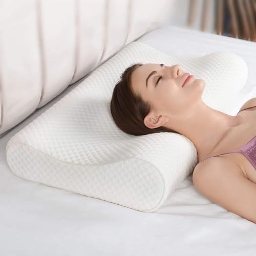 HomeHive Memory Foam Pillow Neck & Shoulder Lumbar Pain Relief Contour Cervical Super Soft & Fluffy-PO1(S_K_E_20022046_Off White)