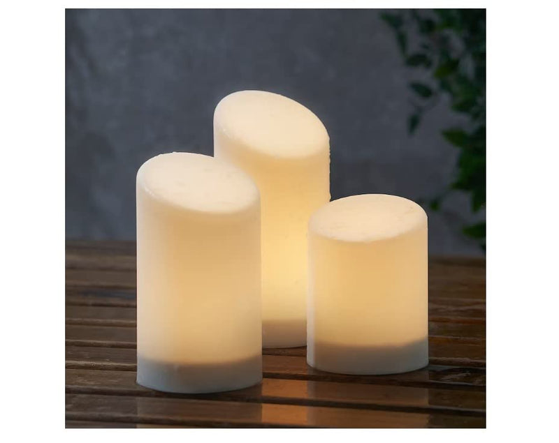 ÄDELLÖVSKOG LED Block Candle in/Out White , (Set of 3)