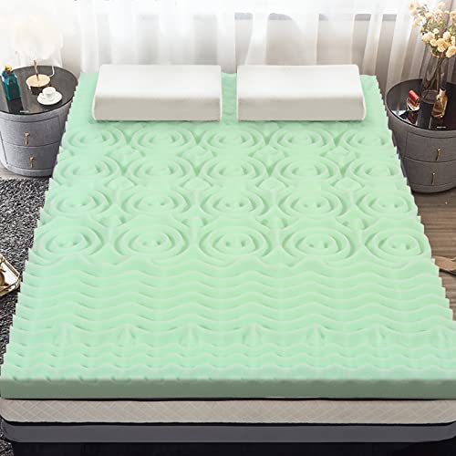 KOMFOTT Full Size Mattress Topper, 5-Zone Soft Memory Foam Mattress Pad Topper for Back Pain, 3 Inch