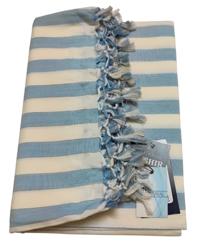 SHISHIR Craft Store Pure Dash 100% Cotton Thin Blanket for Light Weight Top Sheet Odhne wali chadar | AC and Rainy Season | Travelling |Quick Absorption & Faster Drying (Blue and White)