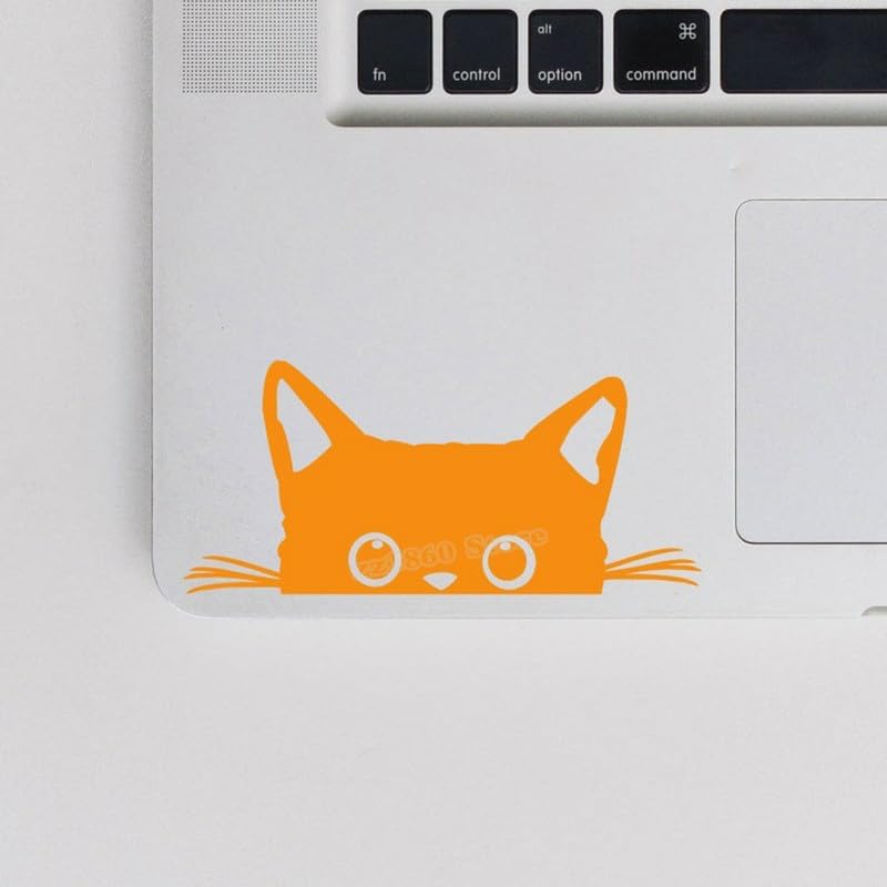 GADGETS WRAP Vinyl Notebook Computer Decal Peeking Cat Vinyl Orange