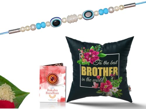 Pillow Rakhi for Brother with Gift - Rakhi with Rakhi Cushion with Filler Greeting Card- Rakhi for Brother, Gifts for Brother, Gifts for Rakhi, Gifts for Rakshabandhan Rakhi Gifts-CH-BRO-24-PC