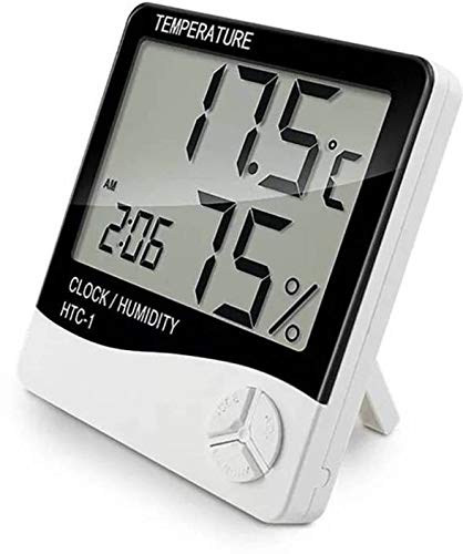 SEAHAVEN Humidity Time Display Meter with Alarm Clock, Wall Mount or Table Top,(Black and White)