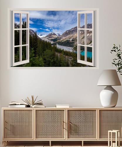 JVERF - JZZA19384 Canada Parks Mountains Lake Peyto Lake Banff| Self-Adhesive Open Window Wall Sticker