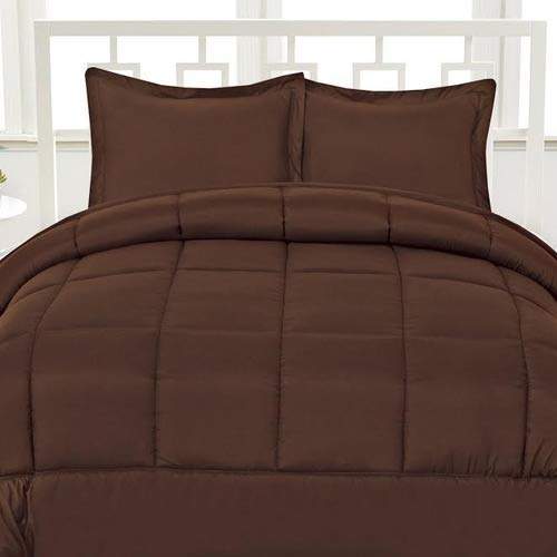 Homespun Double Bed Soft Microfibre Quilt for Heavy Winter (Brown, 90 x 100-inch)