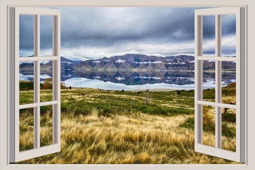 JVERF - JZZA25216 New Zealand Lake| Self-Adhesive Open Window Wall Sticker