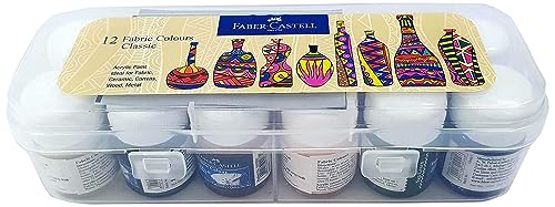 Faber-Castell Fabric Colours - 10ml Each (Pack of 12), Assorted