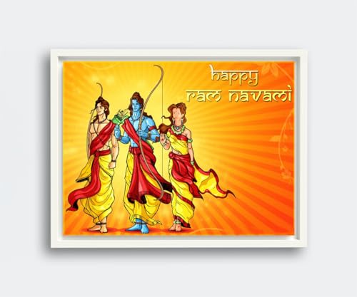 VERRE ART Printed Framed Canvas Painting for Home Decor Office Wall Studio Wall Living Room Decoration (14x10inch White Floater) - Ramnavami 10