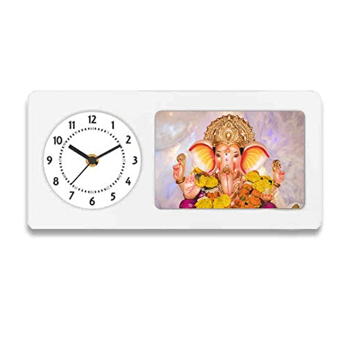 Designer Unicorn Desk/Shelf Clock with Attached Frame Ganesha Art 9.5 * 4.5 inches