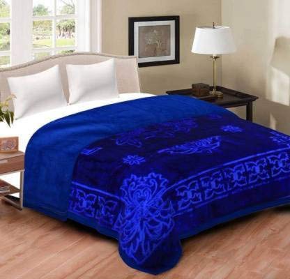 Santo Creation Solid Embossed Blankets Soft Ultra Floral Microfiber Double Bed Kambal Heavy Mink Winter Blanket for Winter Pack of 1 (Blue)