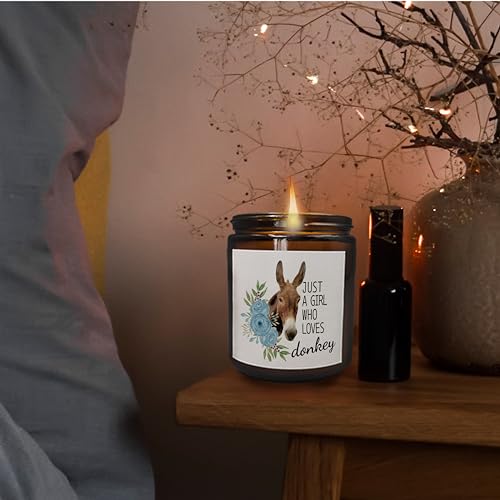 Mancheng-zi Donkey Gifts for Girls Women Donkey Lovers, Funny Donkey Gifts, Donkey Themed Gifts, Just a Girl Who Loves Donkey Scented Candles