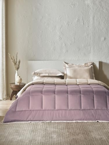 DDecor 100% Cotton 210TC Bed in BAG-BIB019-IGUANA-PUMICE Stone-Dusty Lilac