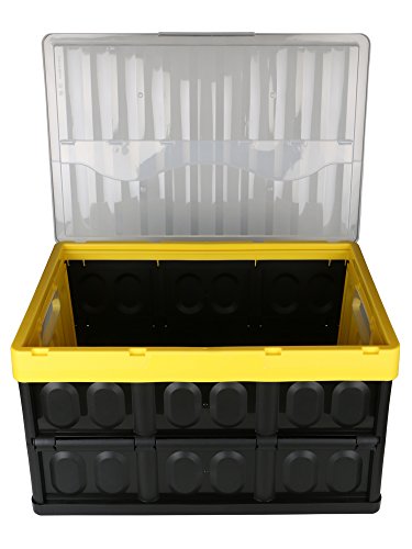 BUCKLE UP Multipurpose Foldable Storage Box with Lid (Yellow and Black)