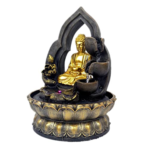 CALANDIS® Thai Buddha Table Water Fountain Resin Indoor Fengshui Meditation Relaxing