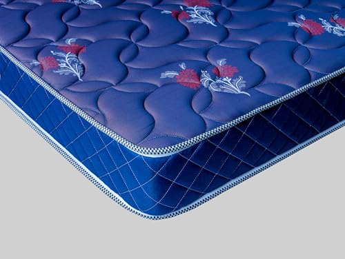 Skyfoam Spring Mattress Foam Encased Pocketed Single Bed, PU Foam, Steel Aligned, 6 Inch Bed Mattress, Soft & Bouncy | 5 Year Warranty (75x36x06 Inches, Blue)