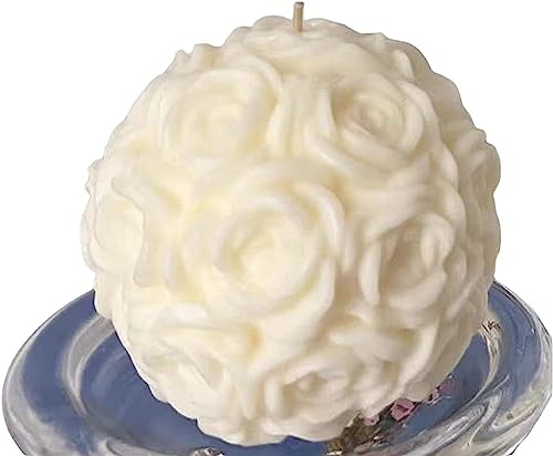 Timeless Elegance: Delicate 3D White Rose Scented Mini Candle - Artistic Floral Decoration with a Subtle Fragrance