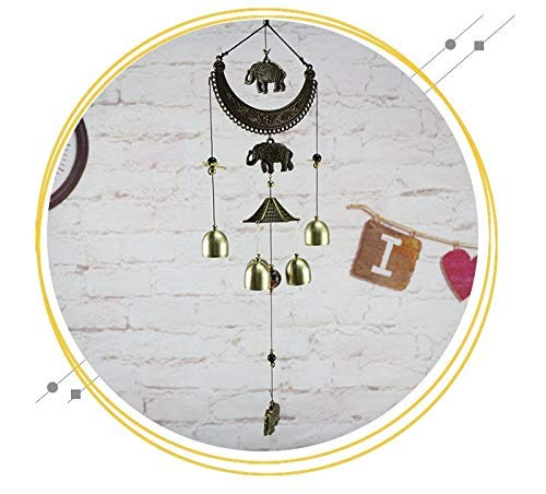 CrazyCrafts Metal Wind Chimes for Home Balcony Garden Positive Energy, Home Decor Hanging Long Brass Bells Gifts for Loved Ones 5 Bell with a Moon Shape Hanging Bells