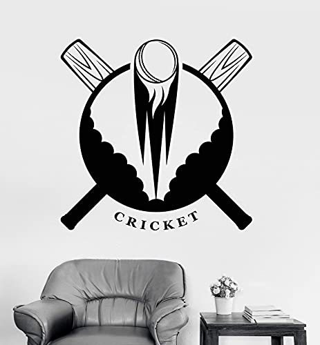 VVWV Cricket Sports Game Wall Stickers Motivational Bedroom Living Room Home Restaurant Oil Proof Vinyl Decals Wall Decoration L X H 55 X 55 Cms