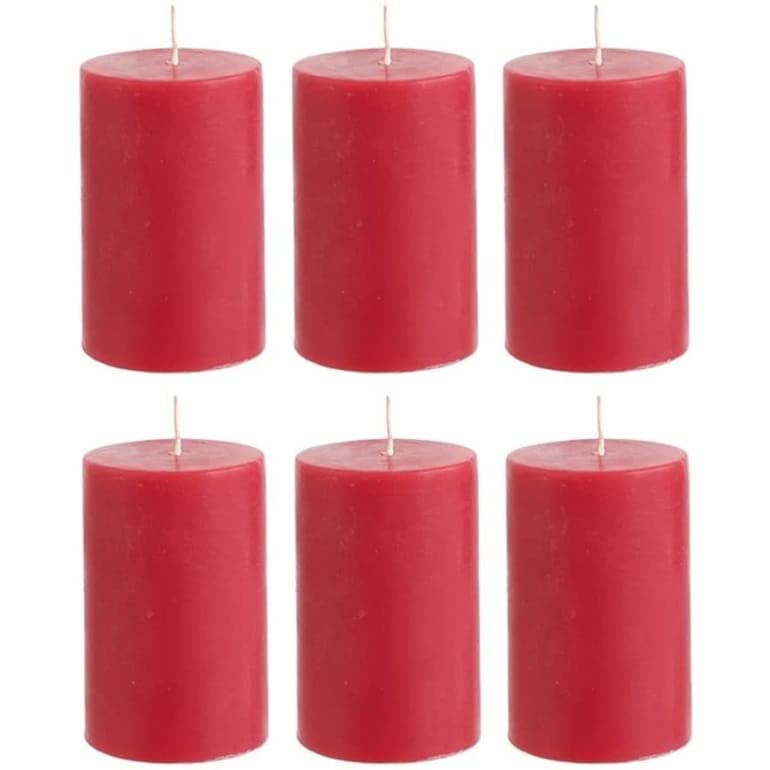 Blue Moon Creations- 2X2 Inch Red Rose Scented Red Pillar Candles Combo Set Of 6 For Love Spell, Home decor, Decoration, Birthday, Ritual, Healing, Reiki, Spa, Meditation, Money / SmokeLess/ DripLess/ OdourLess/ Long Burning