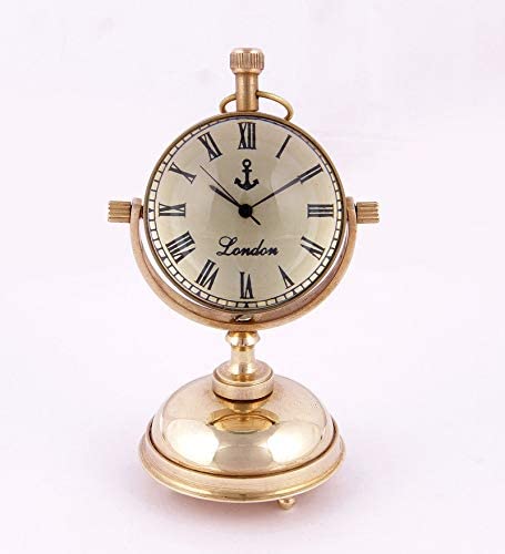 Nautical Collection Moon Stand Gold Finish Brass 2 Inch Antique Table Clock/Desk Clock