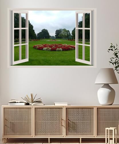 JVERF - JZZA24918 Netherlands Gardens Begonia Garden De Haar Castle| Self-Adhesive Open Window Wall Sticker